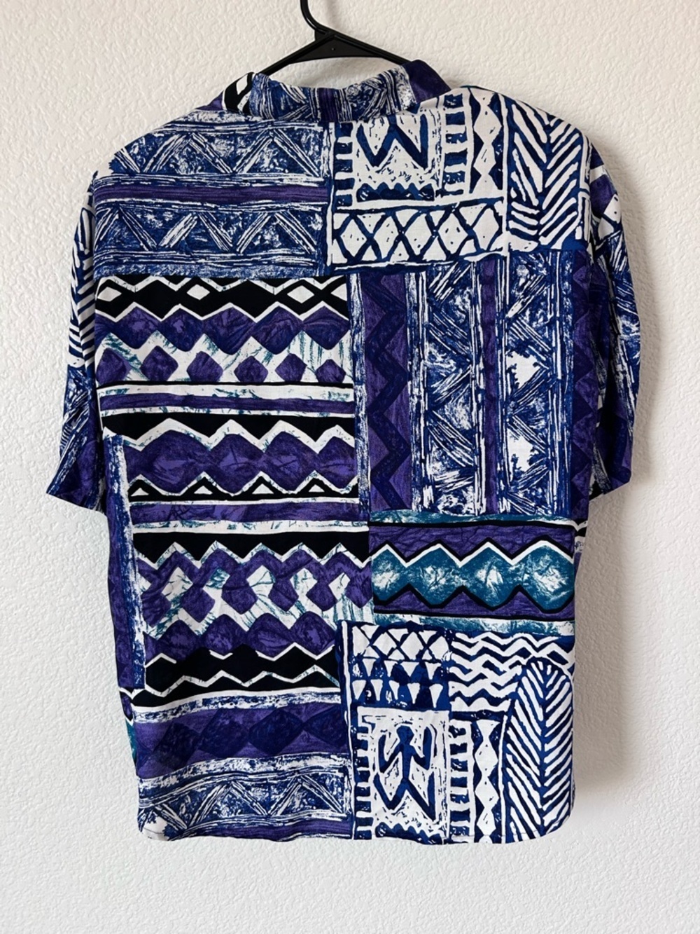 Kathie Lee Vintage 80s 90s Retro Blue Purple White Short-Sleeve Button-Up Shirt - Picture 3 of 8